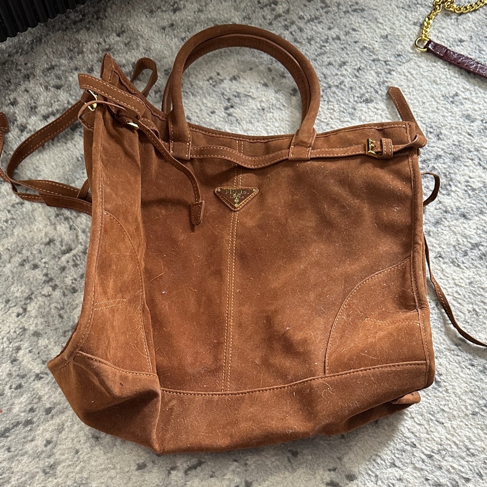 Prada inspired Brown Suede Women's Bag